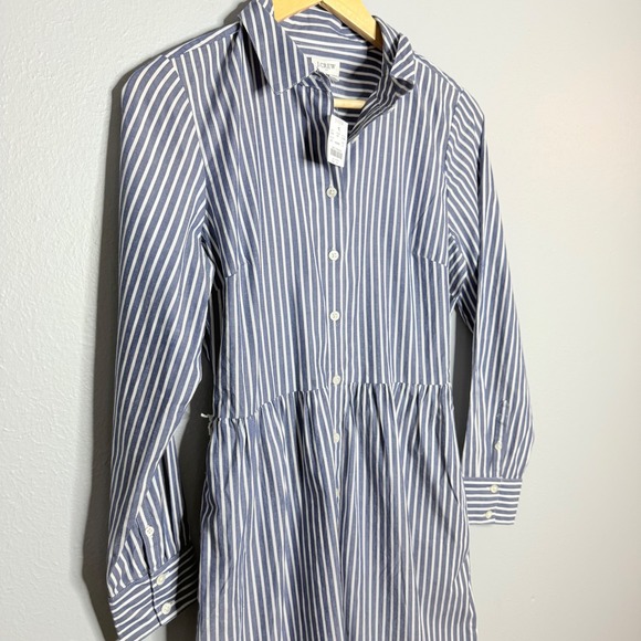 J.Crew Long-sleeve striped poplin shirtdress Size 4 - Picture 3 of 7